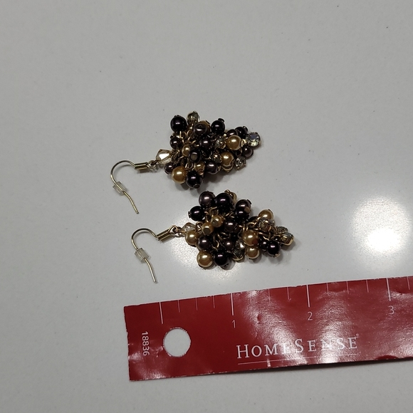 Rhinestone & Faux Pearl Cluster Earrings - Picture 6 of 7